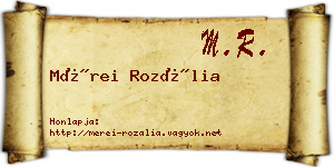 Mérei Rozália névjegykártya